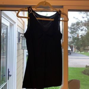 WHBM Black tank top with Silver decorative links